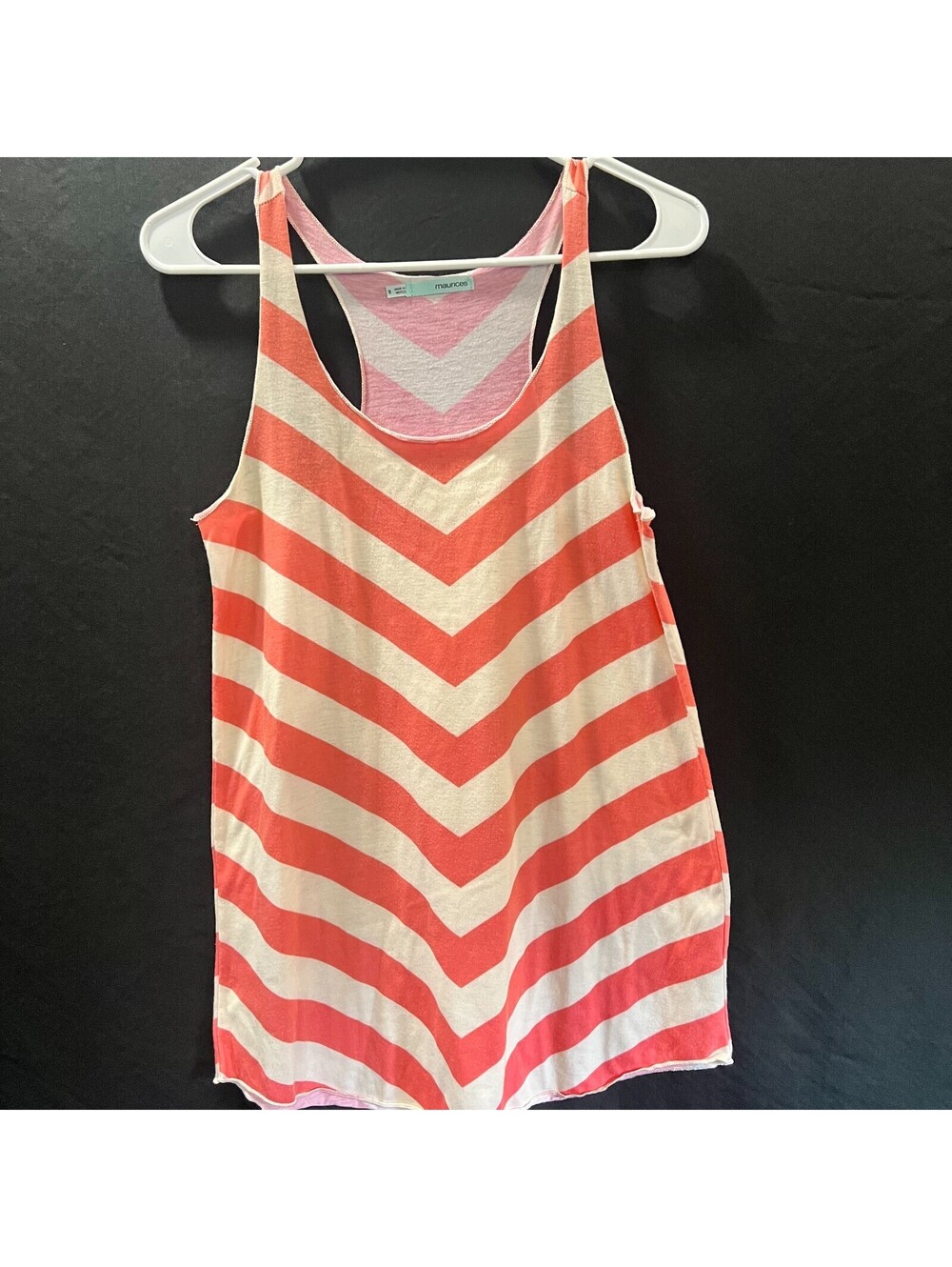 Maurices Women S Coral Ivory Chevron Racerback High Low Tank Top